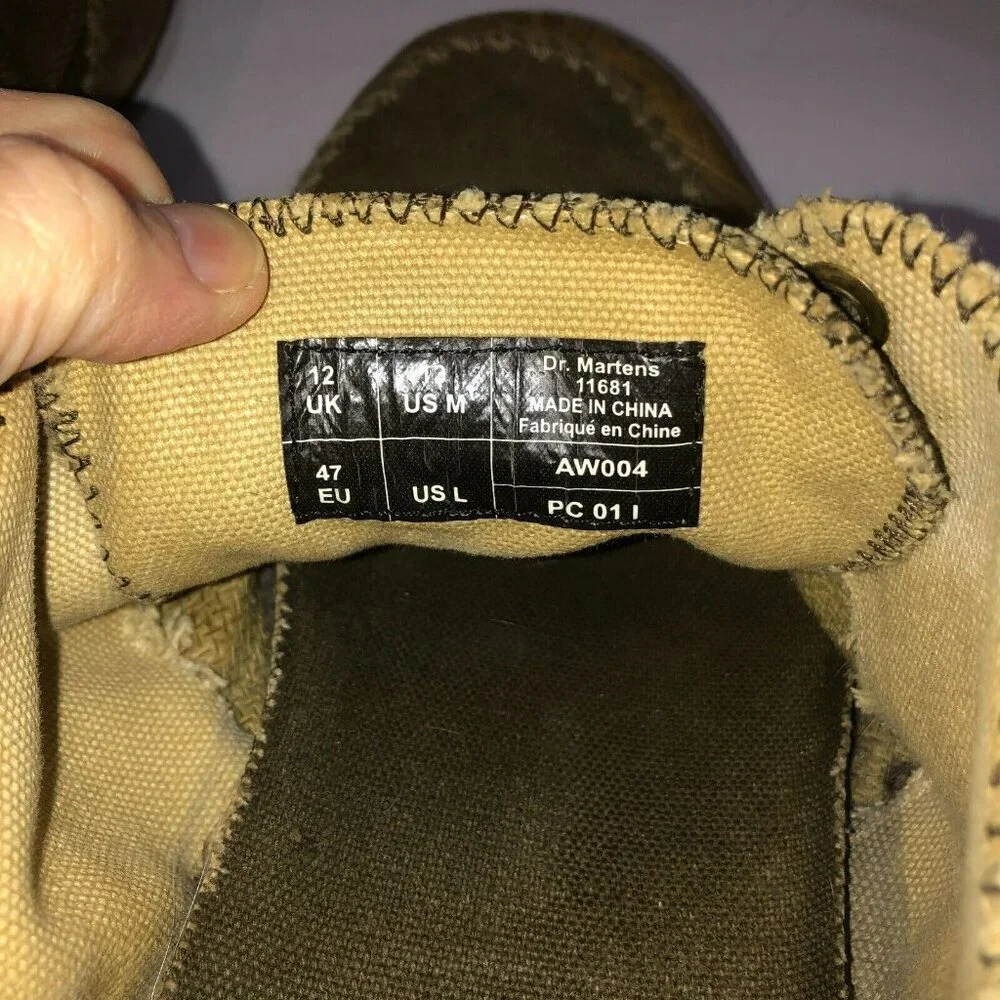 Dr Martens Mens Size 13 M Brown Canvas Leather Lace Up Oxford Casual Shoes
